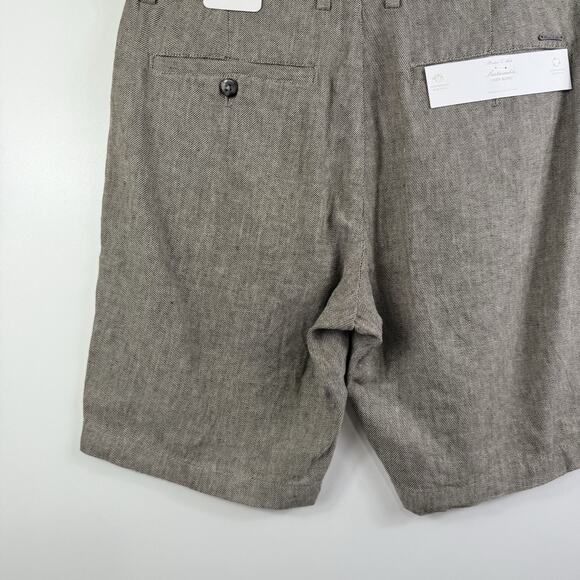 Porter & Ash New Linen Cotton Blend Shorts Mens 30 Sustainable Preppy Brown Tan - Picture 7 of 11